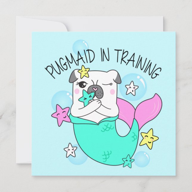 Festiva Tarjeta de vacaciones de Pug (Anverso)