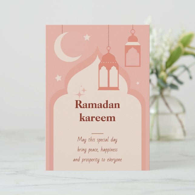 Festiva Tarjeta de vacaciones de Ramadan Kareem (Anverso de pie)