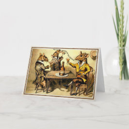 Festiva Tarjeta de vacaciones de ratas bebedoras vintage