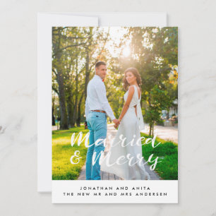 Festiva Tarjeta de vacaciones de recién casados felices