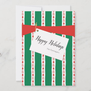 Festiva Tarjeta de vacaciones de regalo verde rojo envolve
