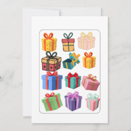 Festiva Tarjeta de vacaciones de regalos coloridos minimal