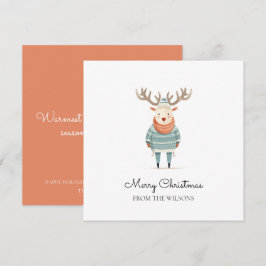 Festiva Tarjeta de vacaciones de reno escandinavo con suét