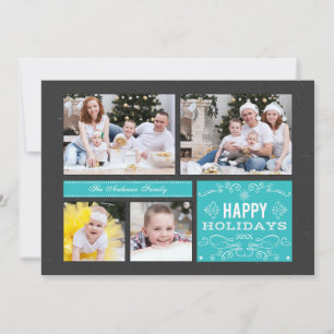 Festiva Tarjeta de vacaciones de retro multifoto feliz