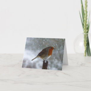 Festiva Tarjeta de vacaciones de Robin en invierno doblada