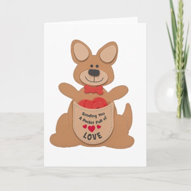 Festiva Tarjeta de vacaciones de San Valentín de canguros (Anverso)