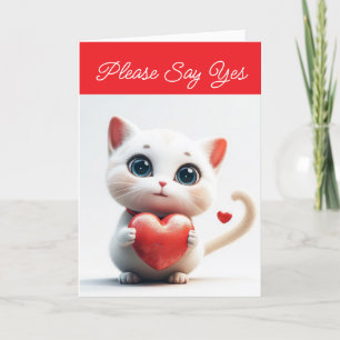 Festiva Tarjeta de vacaciones de San Valentín de gatito co