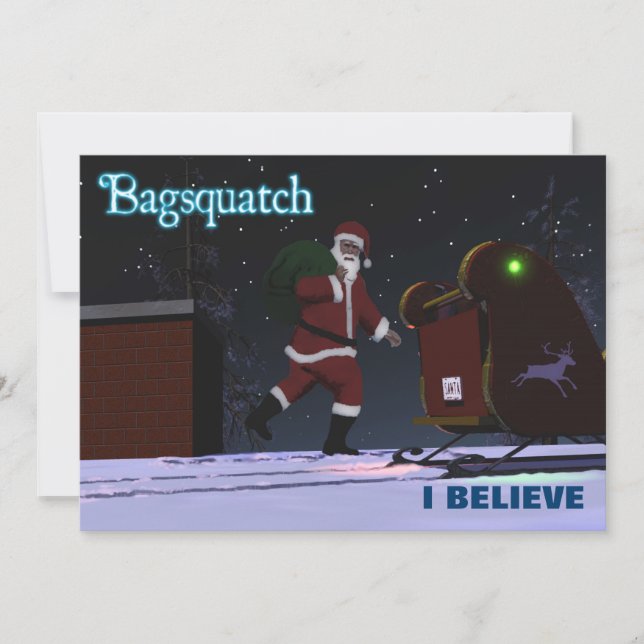 Festiva Tarjeta de vacaciones de Santa Claus - Bagsquatch (Anverso)