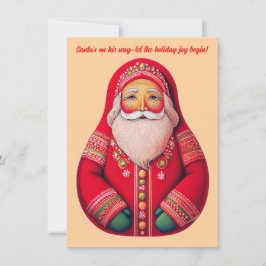 Festiva Tarjeta de vacaciones de Santa Claus de arte popul