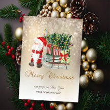 Tarjeta de vacaciones de Santa Claus, Trineo Copos