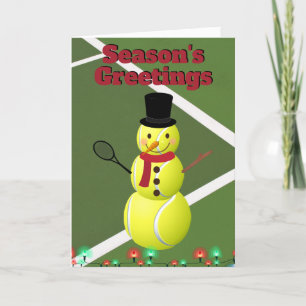 Festiva Tarjeta de vacaciones de Snowman y Navidades en la