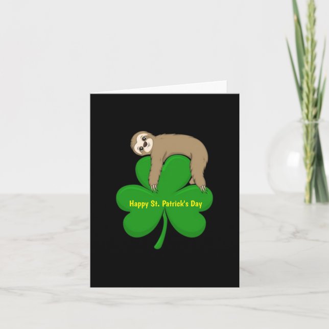 Festiva Tarjeta de vacaciones de St. Patrick's Day Sloth (Anverso)