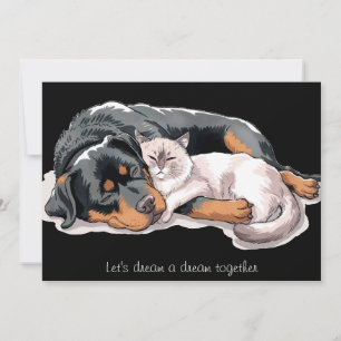 Festiva Tarjeta de vacaciones de sueño de abrazo de gato d
