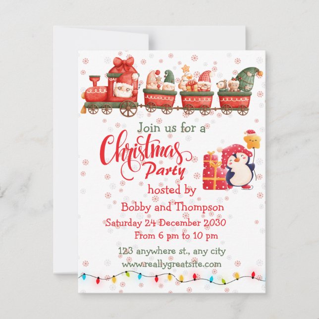 Festiva Tarjeta de vacaciones de Tren de Juguetes para Nav (Anverso)