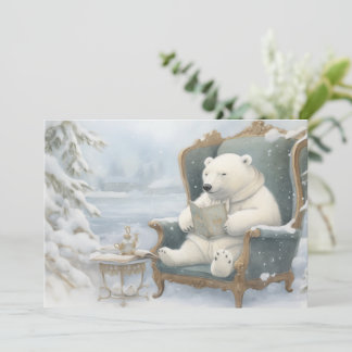 Festiva Tarjeta de vacaciones de un oso polar blanco en la