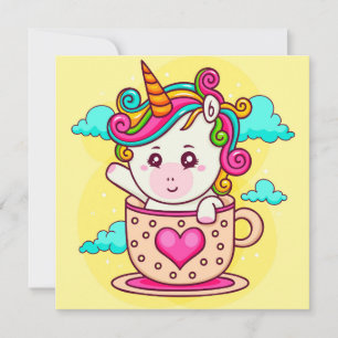 Festiva Tarjeta de vacaciones de unicornio