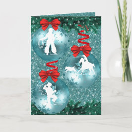 Festiva Tarjeta de vacaciones de vaqueros y vaqueras en az