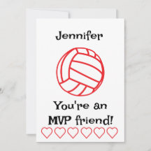 Tarjeta de vacaciones de voleibol MVP para niños e