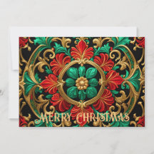 Tarjeta de vacaciones decorativa verde roja