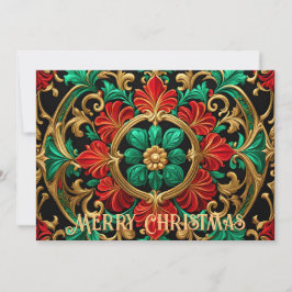 Festiva Tarjeta de vacaciones decorativa verde roja