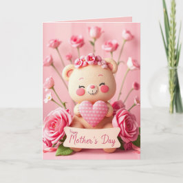 Festiva Tarjeta de vacaciones del Día de la Madre del oso 