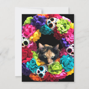 Festiva Tarjeta de vacaciones del Día de los Muertos Gato