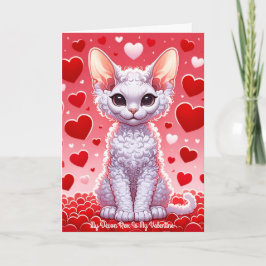 Festiva Tarjeta de vacaciones Devon Rex Cat Valentine Purr