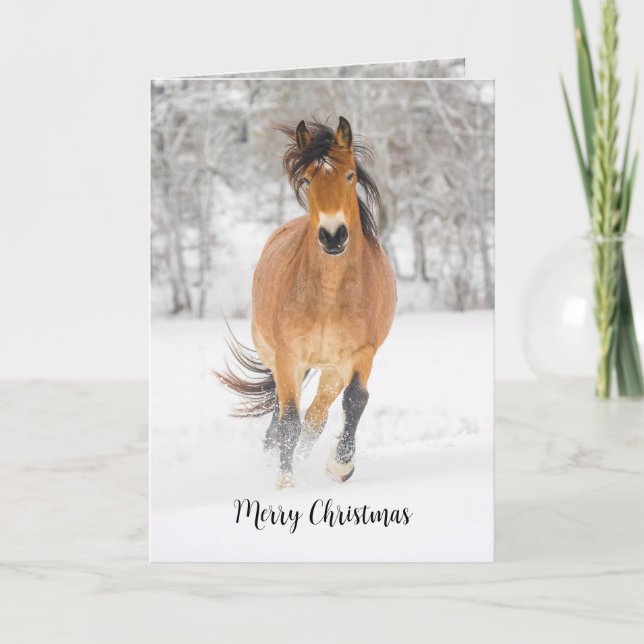 Festiva Tarjeta de vacaciones doblada de caballo corriendo (Anverso)