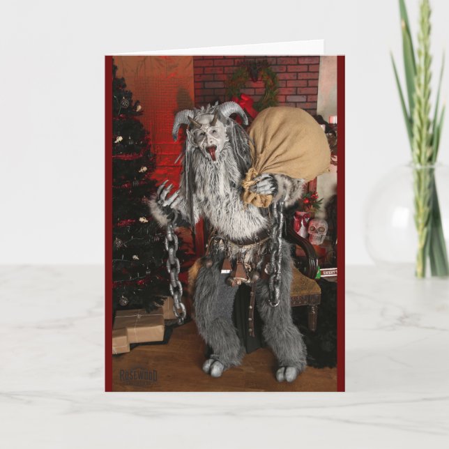 Festiva Tarjeta de vacaciones doblada de PNW Krampus (Anverso)
