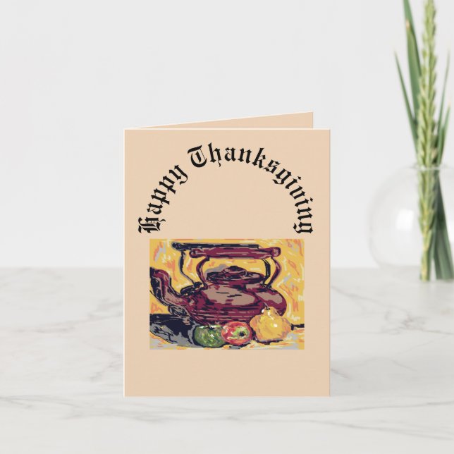 Festiva Tarjeta de vacaciones doblada: Feliz Día de Acción (Anverso)