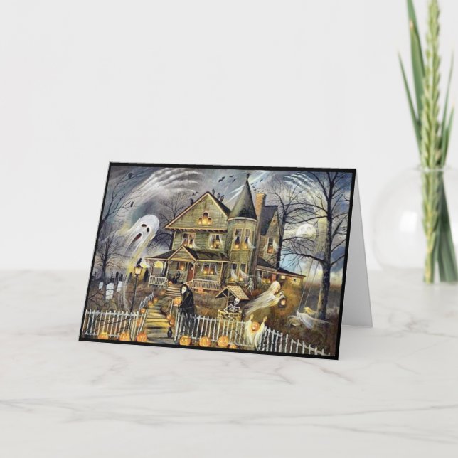 Festiva Tarjeta de vacaciones doblada Feliz Halloween (Anverso)