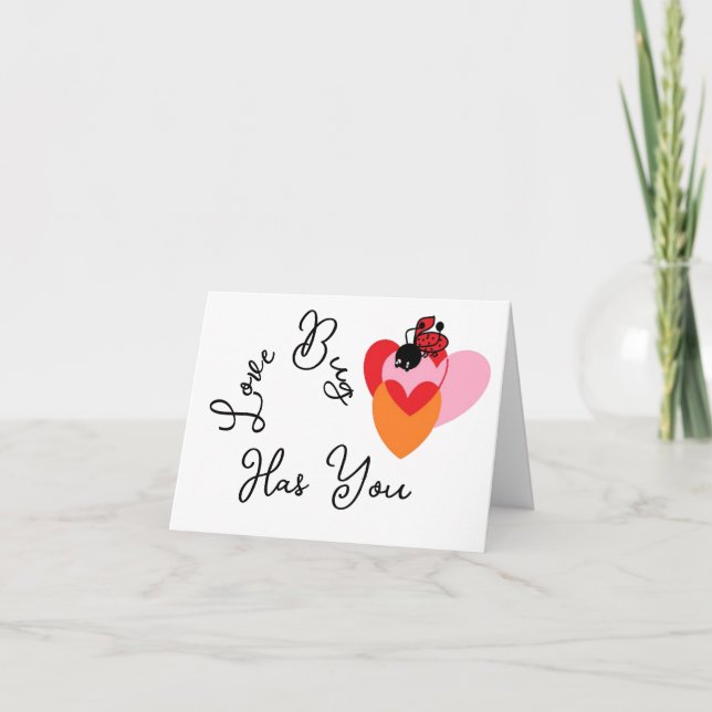 Festiva Tarjeta de vacaciones doblada: Love Bug San Valent (Anverso)