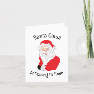 Festiva Tarjeta de vacaciones doblada : Santa Claus viene