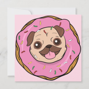 Festiva Tarjeta de vacaciones Donut Pug