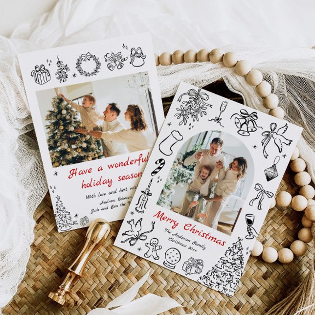 Festiva Tarjeta de vacaciones Doodle Fotos Navidades Tarje (Subido por el creador)