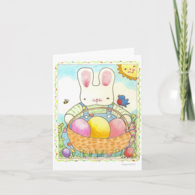 Festiva Tarjeta de vacaciones Easter Boy Bunny (Anverso)