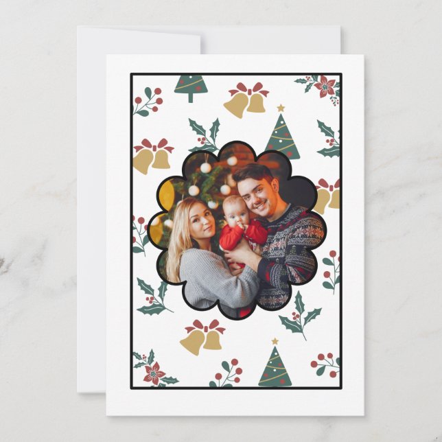 Festiva Tarjeta de vacaciones editable para fotografía de  (Anverso)