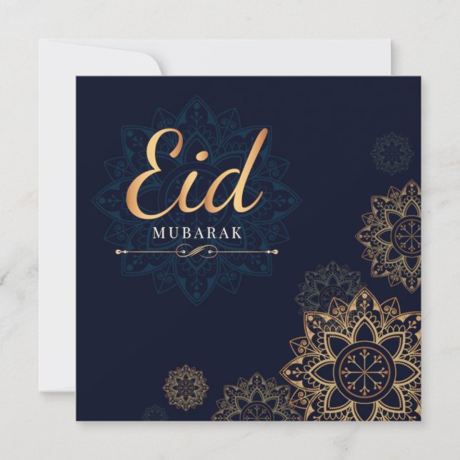 Festiva Tarjeta de vacaciones Eid Mubarak Gold Mandala (Anverso)
