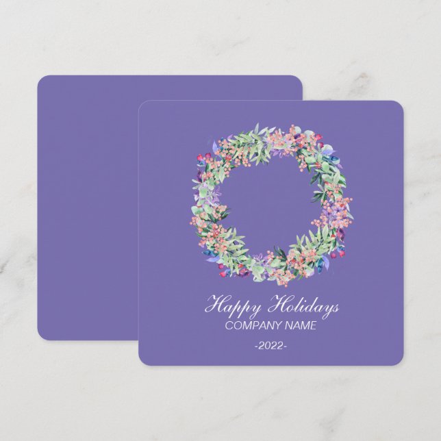 Festiva Tarjeta de vacaciones elegante de acuarela (Anverso / Reverso)