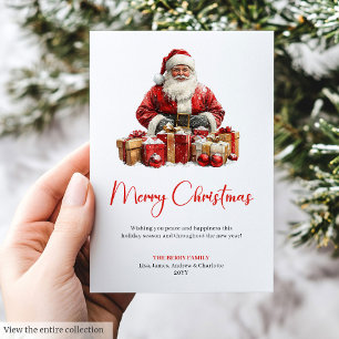Festiva Tarjeta de vacaciones elegante de Papá Noel minima