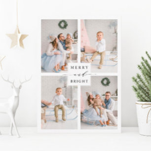 Festiva Tarjeta de vacaciones elegante Merry & Bright con 