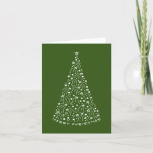 Festiva Tarjeta de vacaciones en blanco con árbol de estre