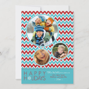 Festiva Tarjeta de vacaciones familiar Chevron Snowflake (