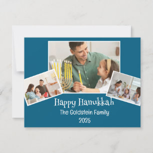 Festiva Tarjeta de vacaciones familiar de Hanukkah con 4 f