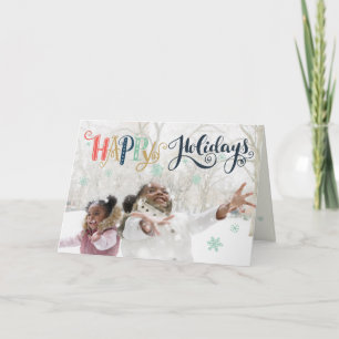 Festiva Tarjeta de vacaciones felices Doodle Snow   Tarjet
