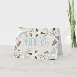 Festiva Tarjeta de vacaciones feliz botánica de White Holl