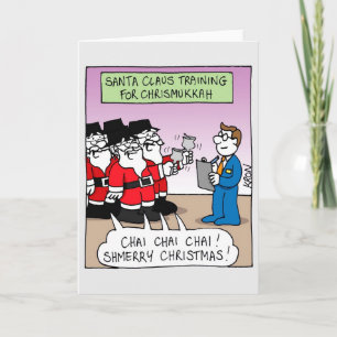 Festiva Tarjeta de vacaciones feliz - Chrismukkah Santa Cl