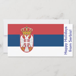 Festiva Tarjeta de vacaciones feliz con bandera de Serbia