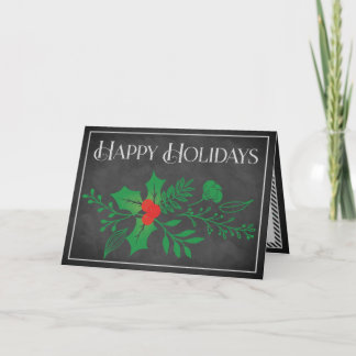 Festiva Tarjeta de vacaciones feliz | Faux Chalkboard, Hol