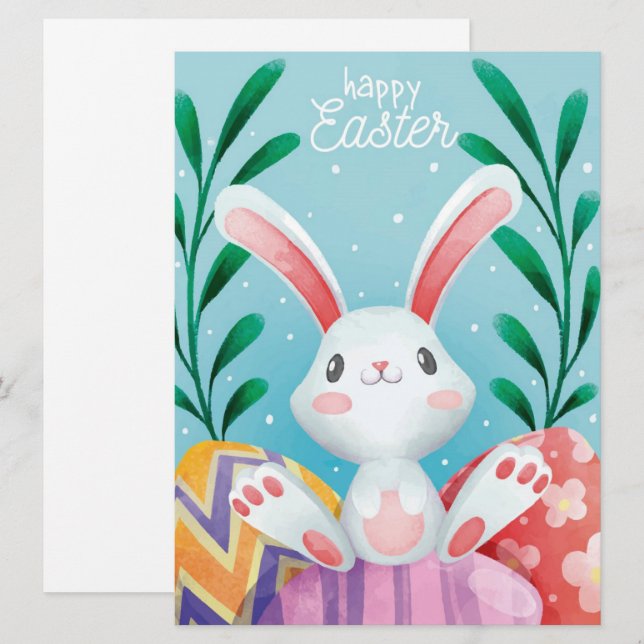 Festiva Tarjeta de vacaciones Feliz Pascua (Anverso / Reverso)